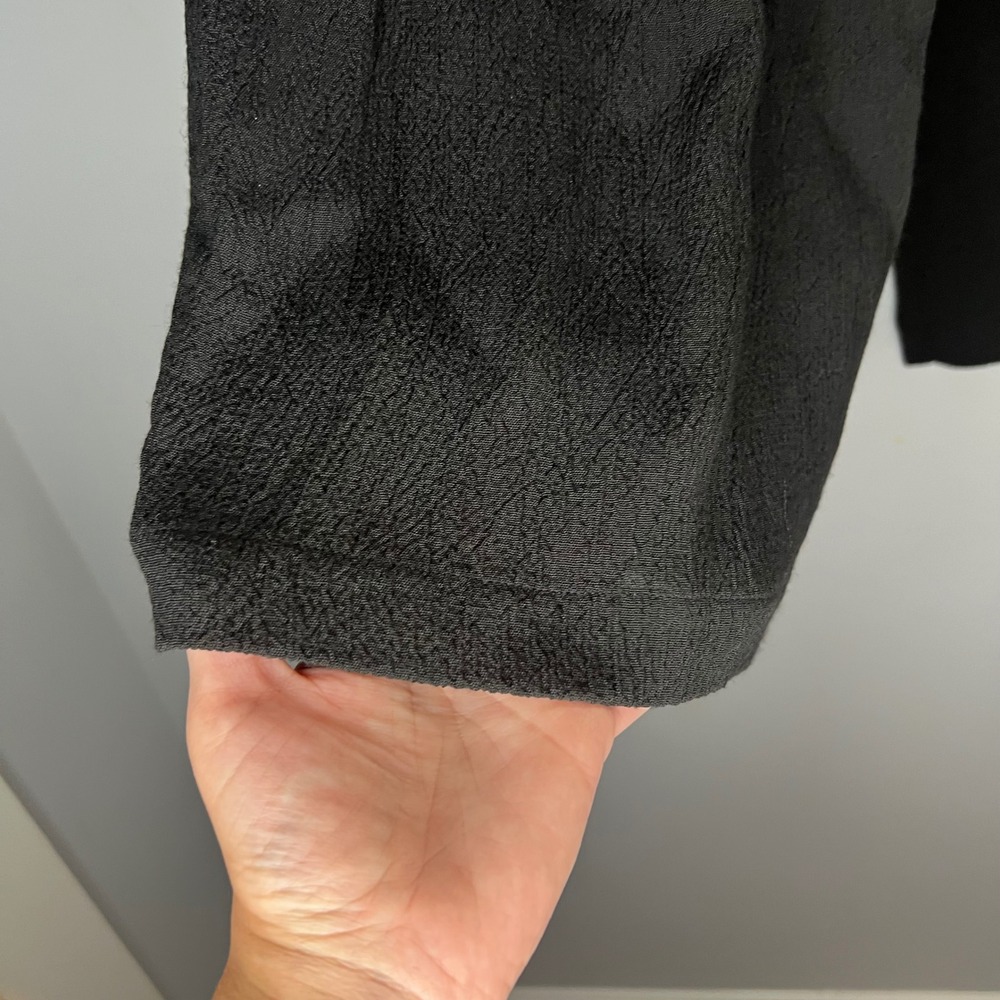 EILEEN FISHER Crinkle Wide Leg Cropped Pants Size Medium Black‎ Basic Semi Sheer - Picture 4 of 6
